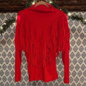 80s Reds Threads Vintage Fringe Blouse Size Small